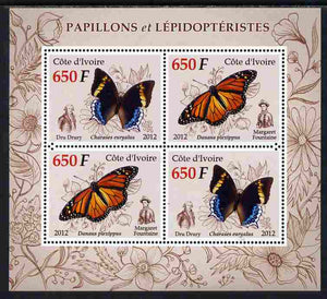 Ivory Coast 2012 Butterflies perf sheetlet containing 4 values unmounted mint