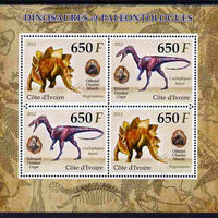 Ivory Coast 2012 Dinosaurs & Paleontologists perf sheetlet containing 4 values unmounted mint