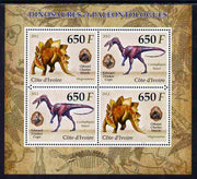Ivory Coast 2012 Dinosaurs & Paleontologists perf sheetlet containing 4 values unmounted mint