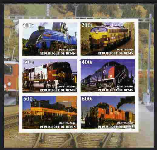 Benin 2004 Locomotives imperf sheetlet containing set of 6 values unmounted mint
