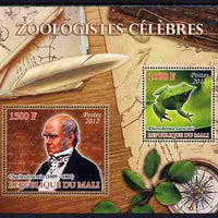 Mali 2012 Zoological Celebrities - Charles Darwin large perf sheetlet containing 2 values unmounted mint