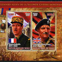 Mali 2012 Allied Leaders of WW2 - De Gaulle & Montgomery large perf sheetlet containing 2 values unmounted mint