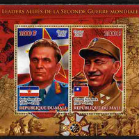 Mali 2012 Allied Leaders of WW2 - Tito & Chiang Kai-Shek large perf sheetlet containing 2 values unmounted mint