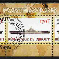 Djibouti 2012 Aircraft Carriers #1 perf sheetlet containing 3 values fine cto used
