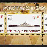Djibouti 2012 Aircraft Carriers #1 perf sheetlet containing 3 values unmounted mint