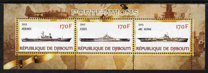 Djibouti 2012 Aircraft Carriers #1 perf sheetlet containing 3 values unmounted mint
