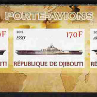 Djibouti 2012 Aircraft Carriers #1 imperf sheetlet containing 3 values unmounted mint