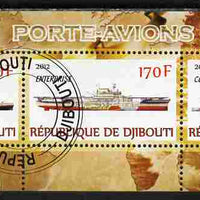 Djibouti 2012 Aircraft Carriers #2 perf sheetlet containing 3 values fine cto used