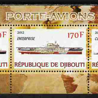 Djibouti 2012 Aircraft Carriers #2 perf sheetlet containing 3 values unmounted mint