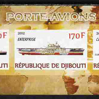 Djibouti 2012 Aircraft Carriers #2 imperf sheetlet containing 3 values unmounted mint