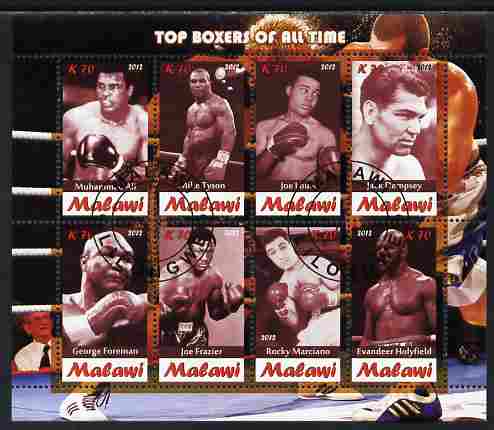 Malawi 2012 Top Boxers of All Time perf sheetlet containing 8 values fine cto used