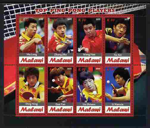 Malawi 2012 Top Table Tennis Players of All Time perf sheetlet containing 8 values unmounted mint