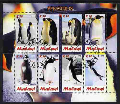 Malawi 2012 Penguins perf sheetlet containing 8 values fine cto used