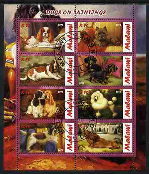 Malawi 2012 Dogs Featured on Paintings perf sheetlet containing 8 values fine cto used