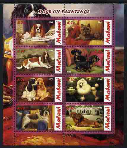 Malawi 2012 Dogs Featured on Paintings perf sheetlet containing 8 values unmounted mint