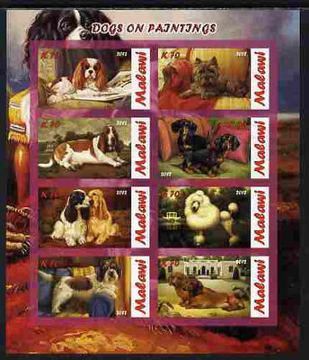 Malawi 2012 Dogs Featured on Paintings imperf sheetlet containing 8 values unmounted mint