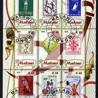 Malawi 2012 History of Olympic Philately #01 perf sheetlet containing 9 values fine cto used
