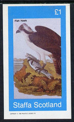 Staffa 1982 Fish Hawk imperf souvenir sheet (£1 value) unmounted mint