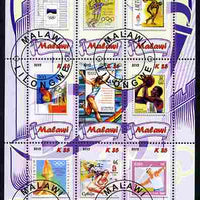 Malawi 2012 History of Olympic Philately #06 perf sheetlet containing 9 values fine cto used
