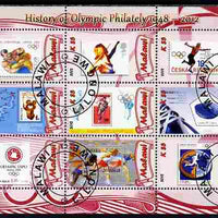 Malawi 2012 History of Olympic Philately #08 perf sheetlet containing 9 values fine cto used
