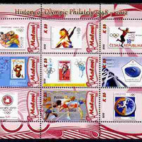 Malawi 2012 History of Olympic Philately #08 perf sheetlet containing 9 values unmounted mint