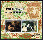 Ivory Coast 2012 Pablo Picasso & his Masters #5 perf sheetlet containing 2 values unmounted mint