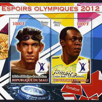 Mali 2012 Olympic Hopefuls #2 perf sheetlet containing 2 values unmounted mint