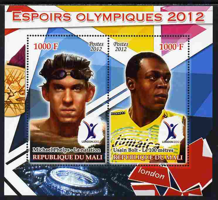 Mali 2012 Olympic Hopefuls #2 perf sheetlet containing 2 values unmounted mint