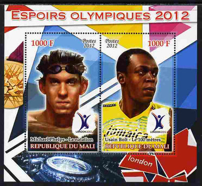 Mali 2012 Olympic Hopefuls #2 perf sheetlet containing 2 values unmounted mint