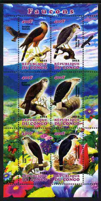 Congo 2012 Falcons perf sheetlet containing 6 values unmounted mint