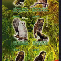 Congo 2012 Owls imperf sheetlet containing 6 values unmounted mint