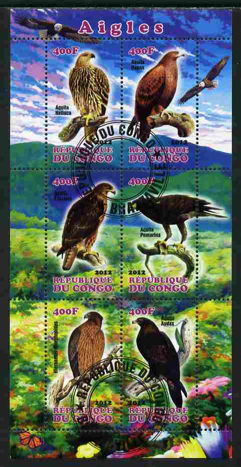 Congo 2012 Eagles perf sheetlet containing 6 values fine cto used