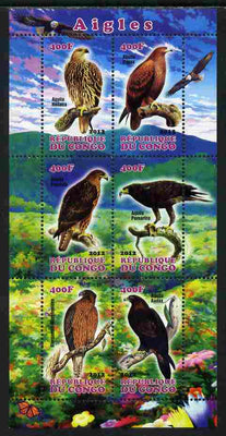 Congo 2012 Eagles perf sheetlet containing 6 values unmounted mint