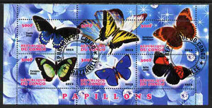 Congo 2012 Butterflies #1 perf sheetlet containing 6 values fine cto used