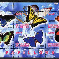 Congo 2012 Butterflies #1 perf sheetlet containing 6 values unmounted mint