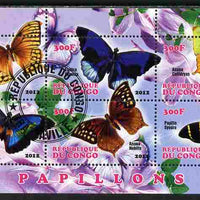 Congo 2012 Butterflies #2 perf sheetlet containing 6 values fine cto used