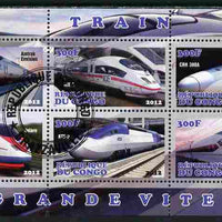 Congo 2012 High Speed Trains perf sheetlet containing 6 values fine cto used