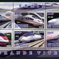 Congo 2012 High Speed Trains perf sheetlet containing 6 values unmounted mint