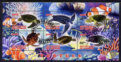 Congo 2012 Turtles perf sheetlet containing 6 values fine cto used