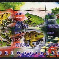 Congo 2012 Frogs perf sheetlet containing 6 values fine cto used