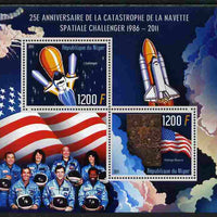 Niger Republic 2012 25th Anniversary of Challenger Disaster perf sheetlet containing 2 values unmounted mint