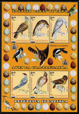 Cabinda Province 2011 British Birds of Prey #1 perf sheetlet containing 6 values unmounted mint