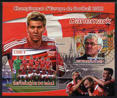 Mali 2012 European Footbal Championship - Denmark large perf s/sheet containing 2 values unmounted mint