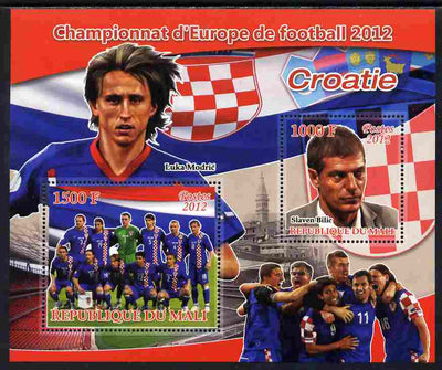 Mali 2012 European Footbal Championship - Croatia large perf s/sheet containing 2 values unmounted mint