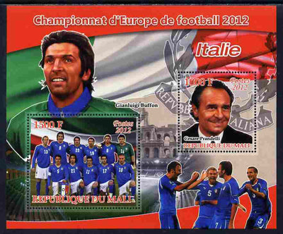 Mali 2012 European Footbal Championship - Italy large perf s/sheet containing 2 values unmounted mint