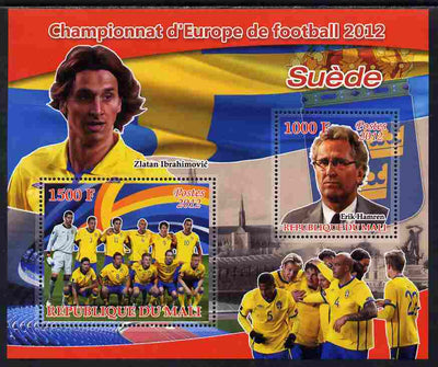 Mali 2012 European Footbal Championship - Sweden large perf s/sheet containing 2 values unmounted mint