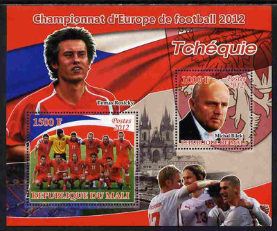 Mali 2012 European Footbal Championship - Czech Republic large perf s/sheet containing 2 values unmounted mint