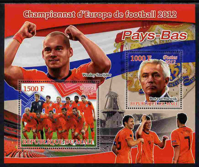 Mali 2012 European Footbal Championship - Netherlands large perf s/sheet containing 2 values unmounted mint