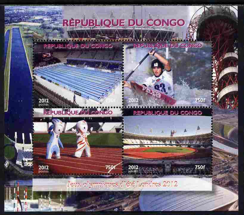 Congo 2012 London Olympic Games perf sheetlet containing 4 values unmounted mint. Note this item is privately produced and is offered purely on its thematic appeal