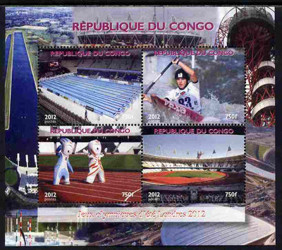 Congo 2012 London Olympic Games perf sheetlet containing 4 values unmounted mint. Note this item is privately produced and is offered purely on its thematic appeal
